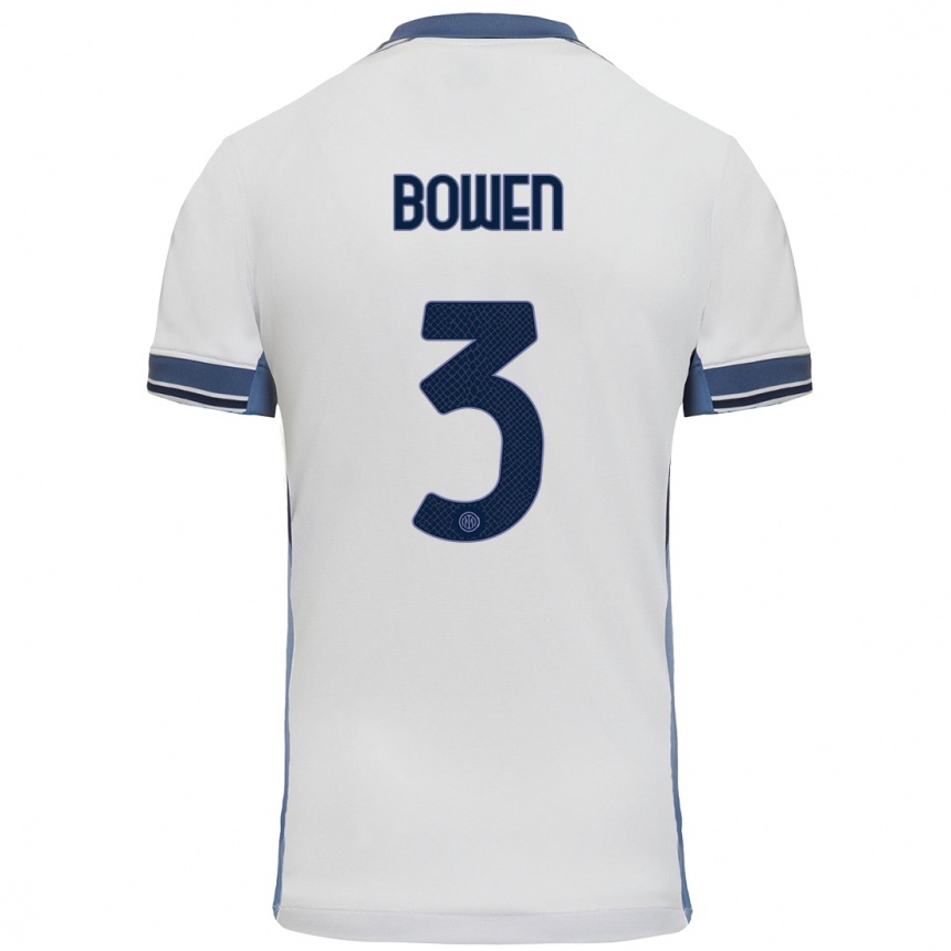 Hombre Fútbol Camiseta Katie Bowen #3 Blanco Gris 2ª Equipación 2024/25