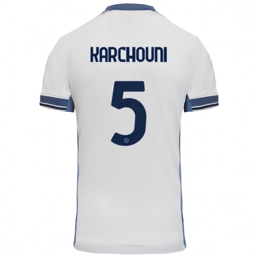 Hombre Fútbol Camiseta Ghoutia Karchouni #5 Blanco Gris 2ª Equipación 2024/25