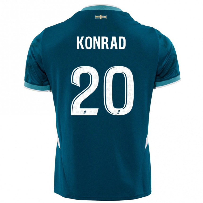 Hombre Fútbol Camiseta Konrad De La Fuente #20 Azul Turquesa 2ª Equipación 2024/25