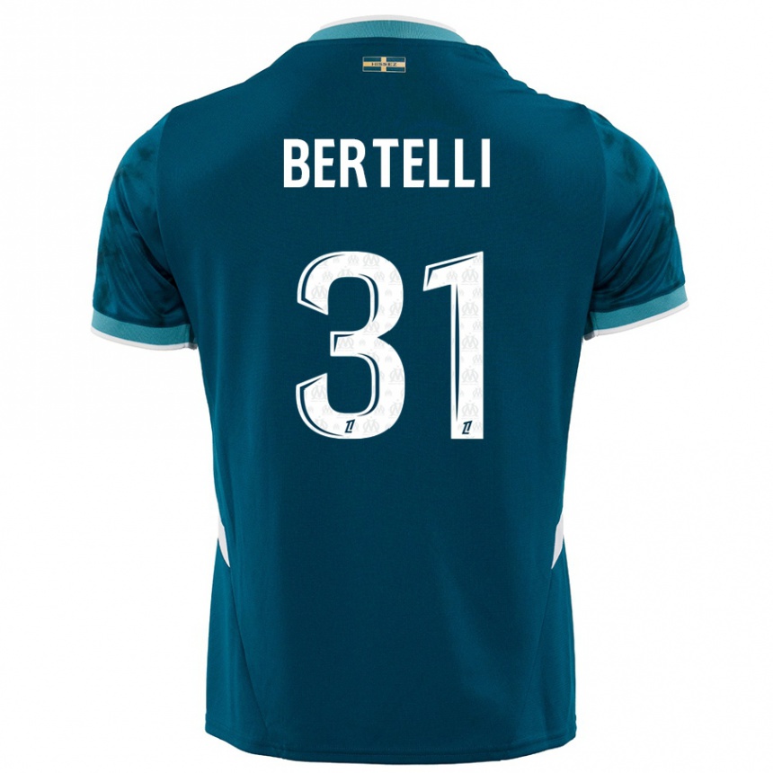 Hombre Fútbol Camiseta Ugo Bertelli #31 Azul Turquesa 2ª Equipación 2024/25