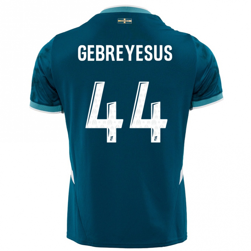 Hombre Fútbol Camiseta Esey Gebreyesus #44 Azul Turquesa 2ª Equipación 2024/25