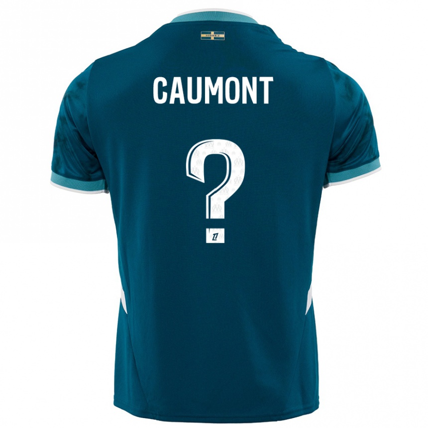 Hombre Fútbol Camiseta Enzo Caumont #0 Azul Turquesa 2ª Equipación 2024/25