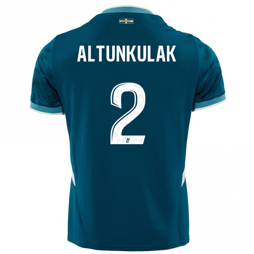 Hombre Fútbol Camiseta Selen Altunkulak #2 Azul Turquesa 2ª Equipación 2024/25