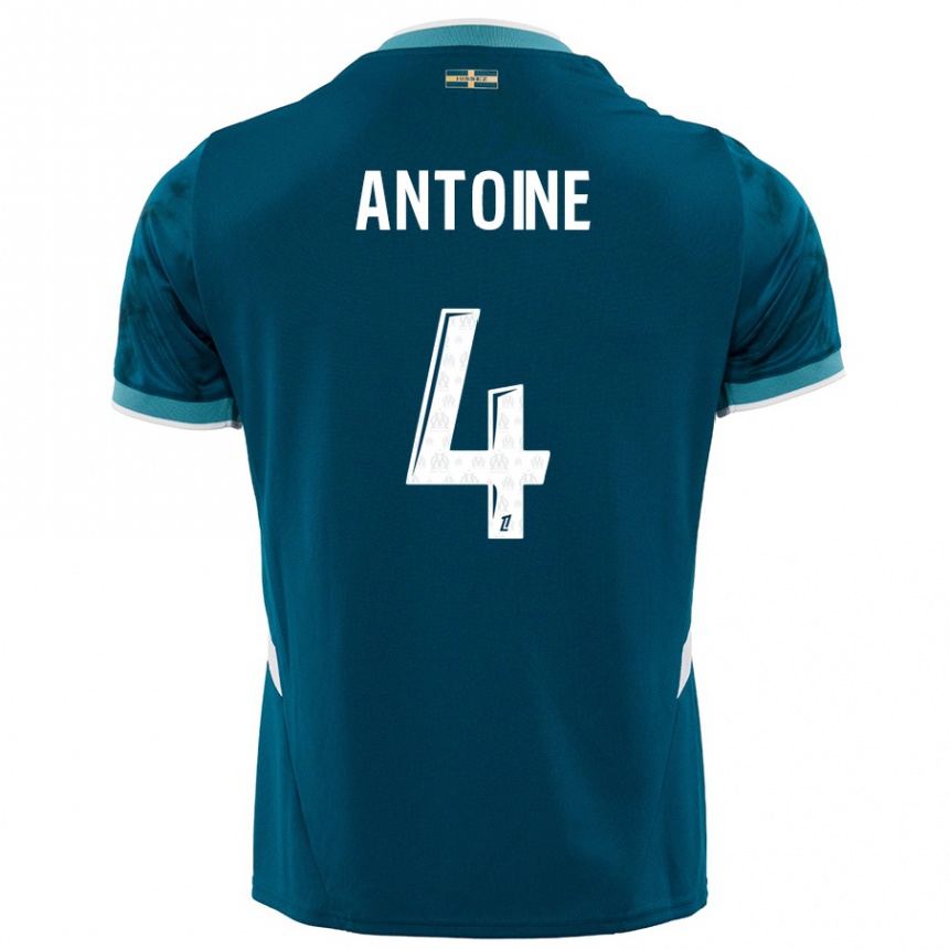 Hombre Fútbol Camiseta Maud Antoine #4 Azul Turquesa 2ª Equipación 2024/25