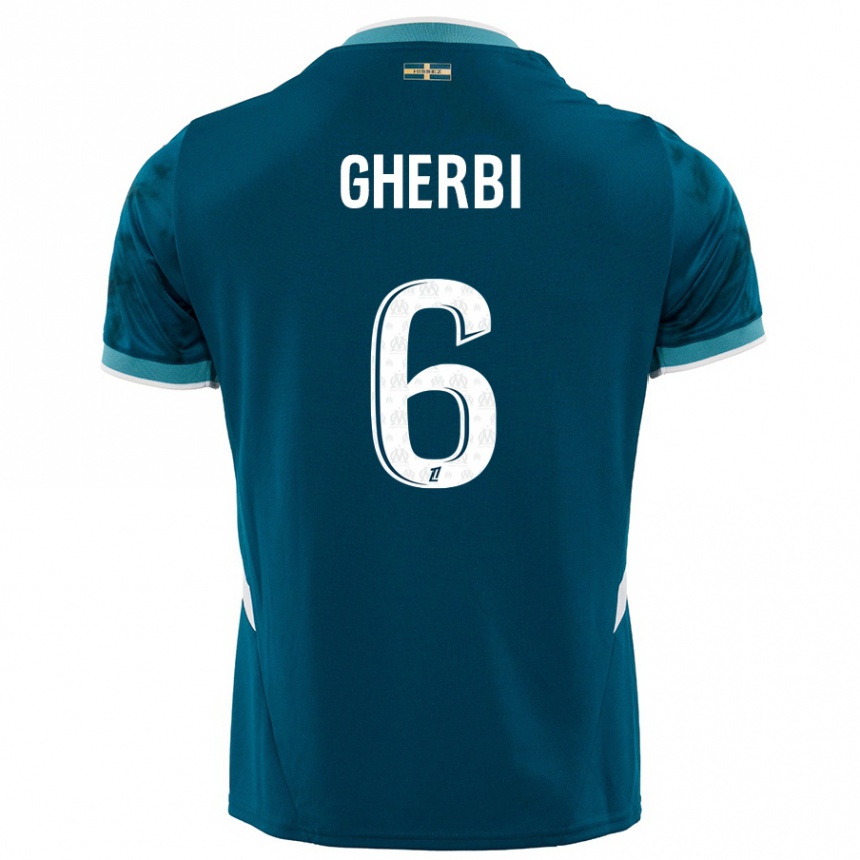 Hombre Fútbol Camiseta Candice Gherbi #6 Azul Turquesa 2ª Equipación 2024/25