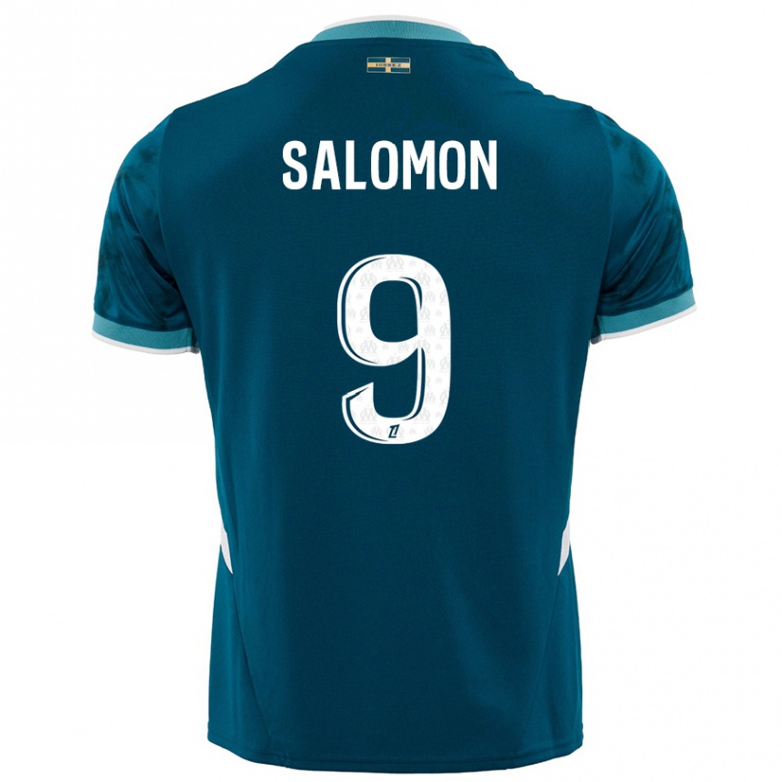 Hombre Fútbol Camiseta Maeva Salomon #9 Azul Turquesa 2ª Equipación 2024/25