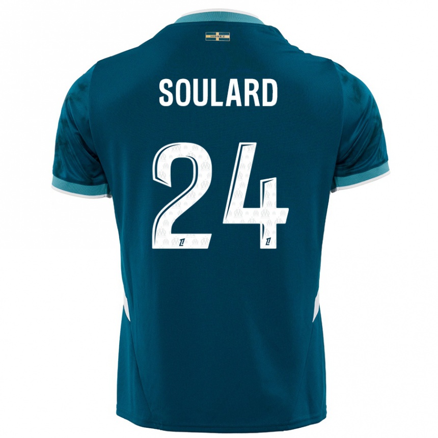 Hombre Fútbol Camiseta Amandine Soulard #24 Azul Turquesa 2ª Equipación 2024/25