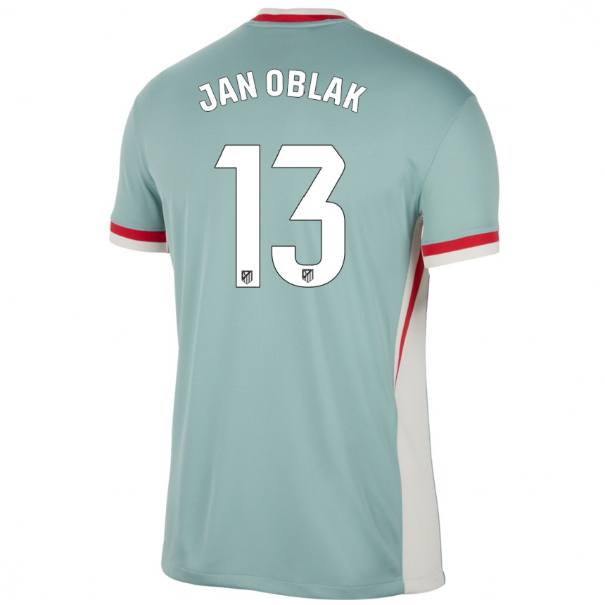 Hombre Fútbol Camiseta Jan Oblak #13 Beige Claro Azul 2ª Equipación 2024/25