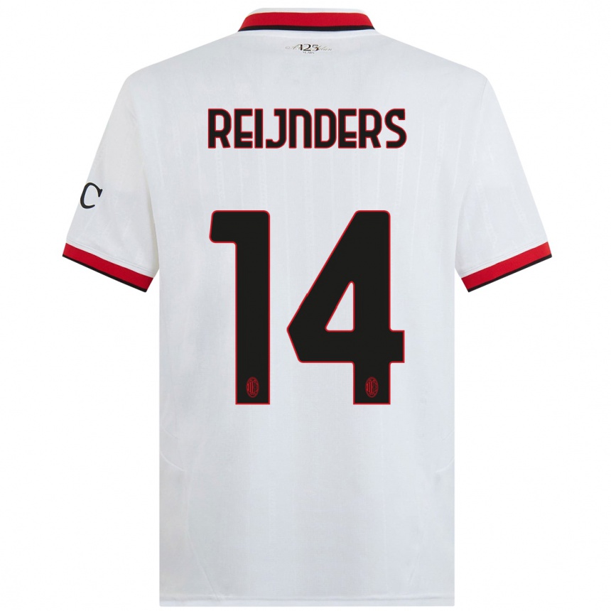 Hombre Fútbol Camiseta Tijjani Reijnders #14 Blanco Negro Rojo 2ª Equipación 2024/25