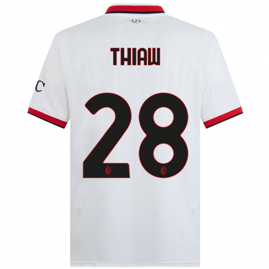 Hombre Fútbol Camiseta Malick Thiaw #28 Blanco Negro Rojo 2ª Equipación 2024/25