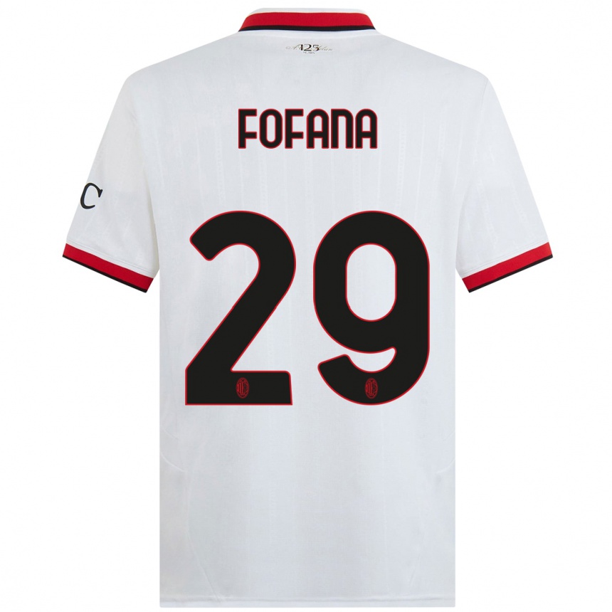 Hombre Fútbol Camiseta Youssouf Fofana #29 Blanco Negro Rojo 2ª Equipación 2024/25