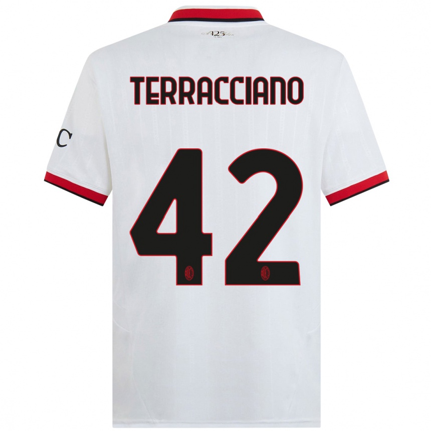 Hombre Fútbol Camiseta Filippo Terracciano #42 Blanco Negro Rojo 2ª Equipación 2024/25