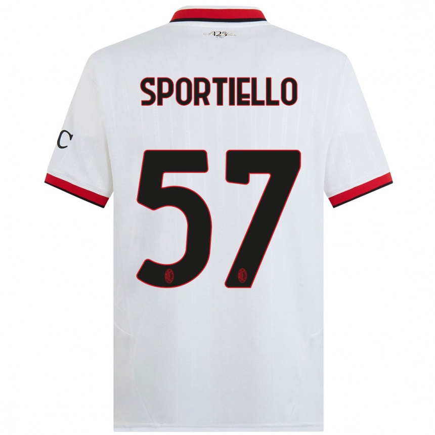 Hombre Fútbol Camiseta Marco Sportiello #57 Blanco Negro Rojo 2ª Equipación 2024/25