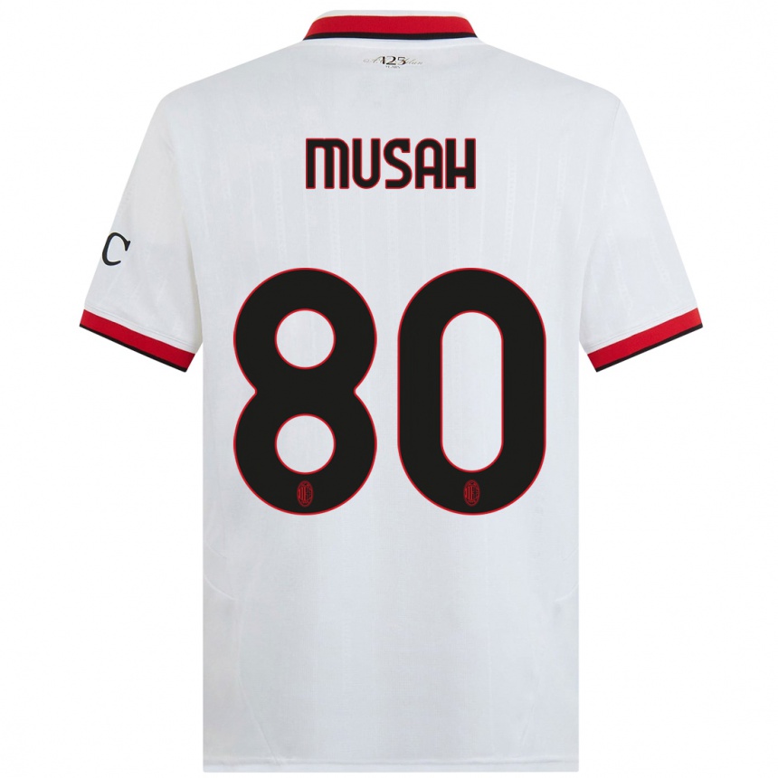 Hombre Fútbol Camiseta Yunus Musah #80 Blanco Negro Rojo 2ª Equipación 2024/25