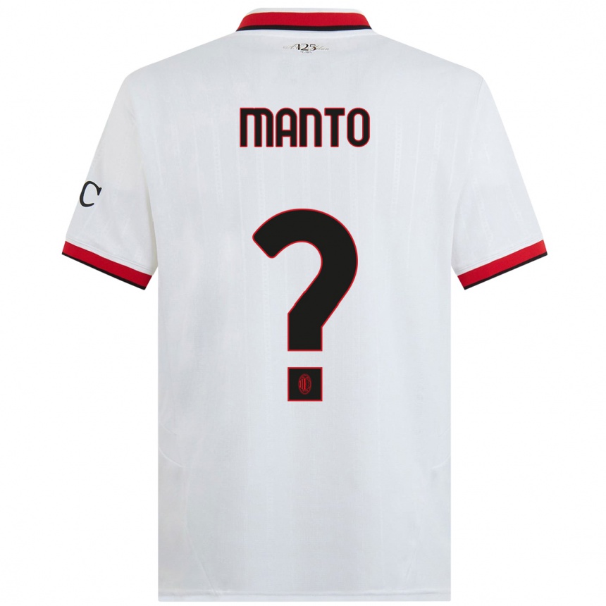 Hombre Fútbol Camiseta Gaetano Manto #0 Blanco Negro Rojo 2ª Equipación 2024/25