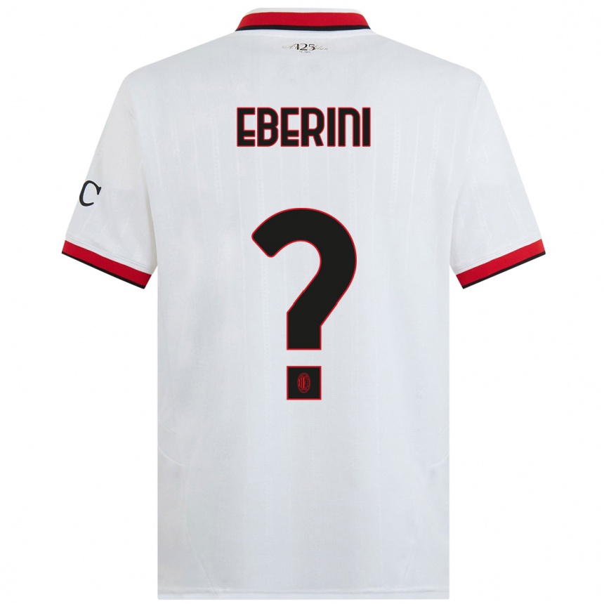 Hombre Fútbol Camiseta Daniele Eberini #0 Blanco Negro Rojo 2ª Equipación 2024/25