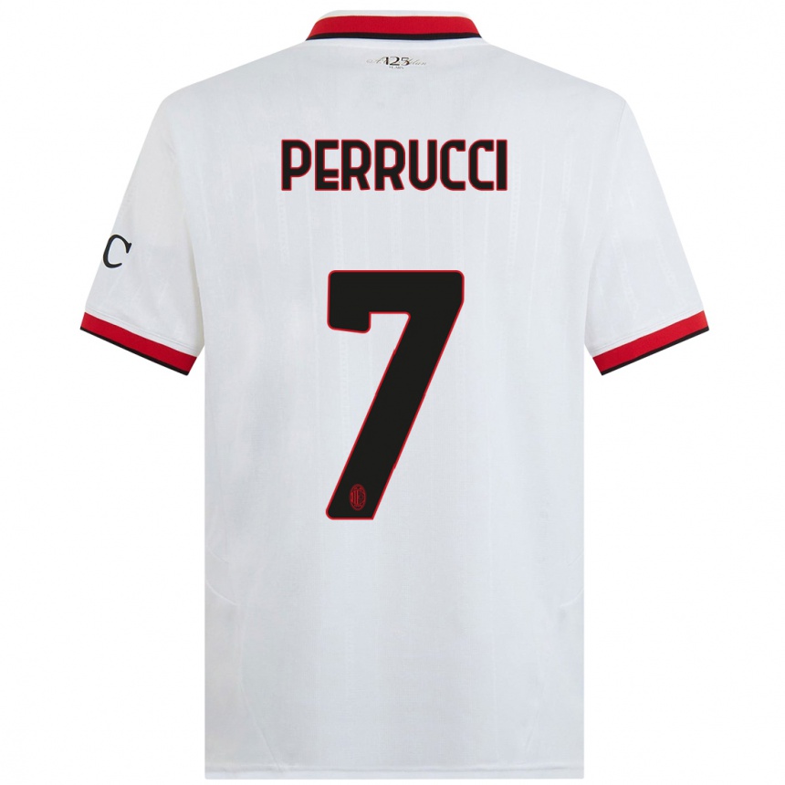 Hombre Fútbol Camiseta Vincenzo Perrucci #7 Blanco Negro Rojo 2ª Equipación 2024/25