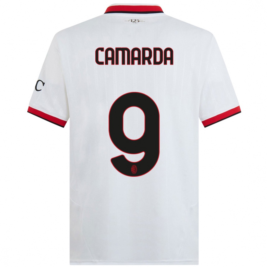 Hombre Fútbol Camiseta Francesco Camarda #9 Blanco Negro Rojo 2ª Equipación 2024/25