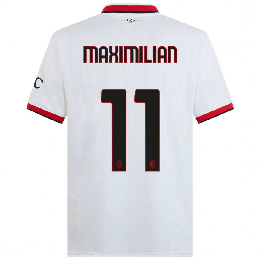 Hombre Fútbol Camiseta Maximilian Ibrahimović #11 Blanco Negro Rojo 2ª Equipación 2024/25