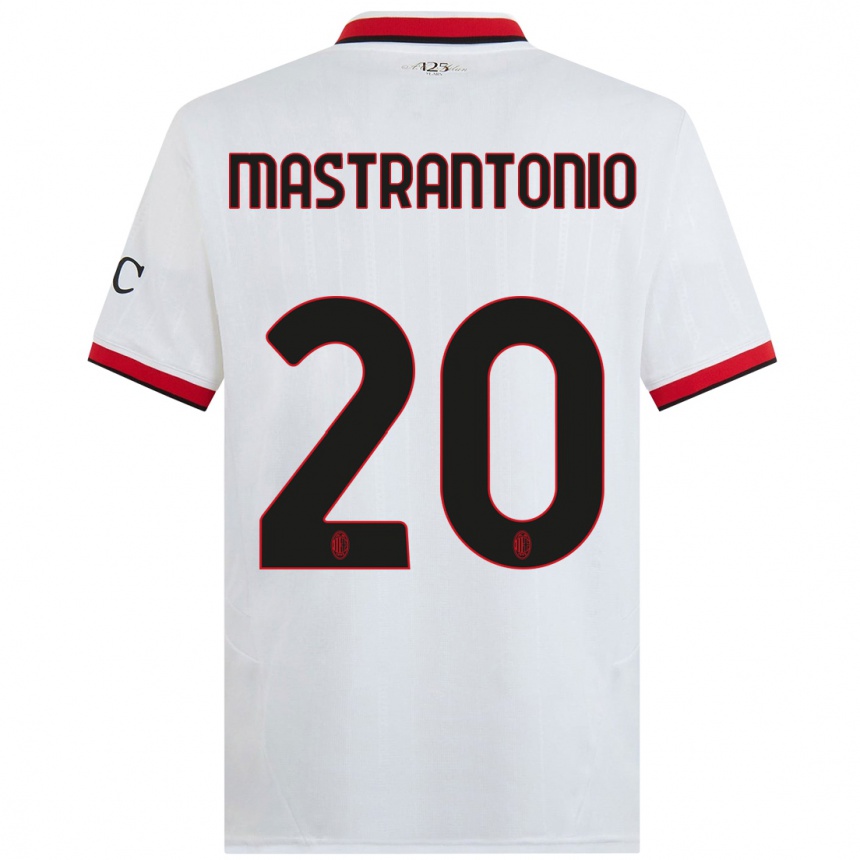 Hombre Fútbol Camiseta Davide Mastrantonio #20 Blanco Negro Rojo 2ª Equipación 2024/25