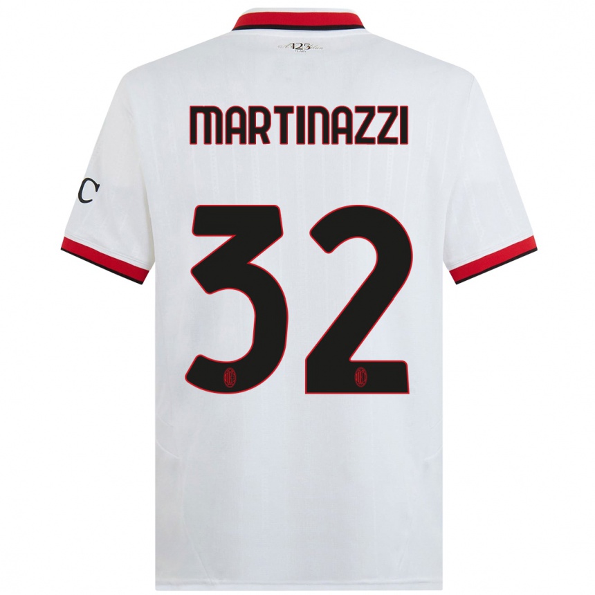 Hombre Fútbol Camiseta Luca Martinazzi #32 Blanco Negro Rojo 2ª Equipación 2024/25