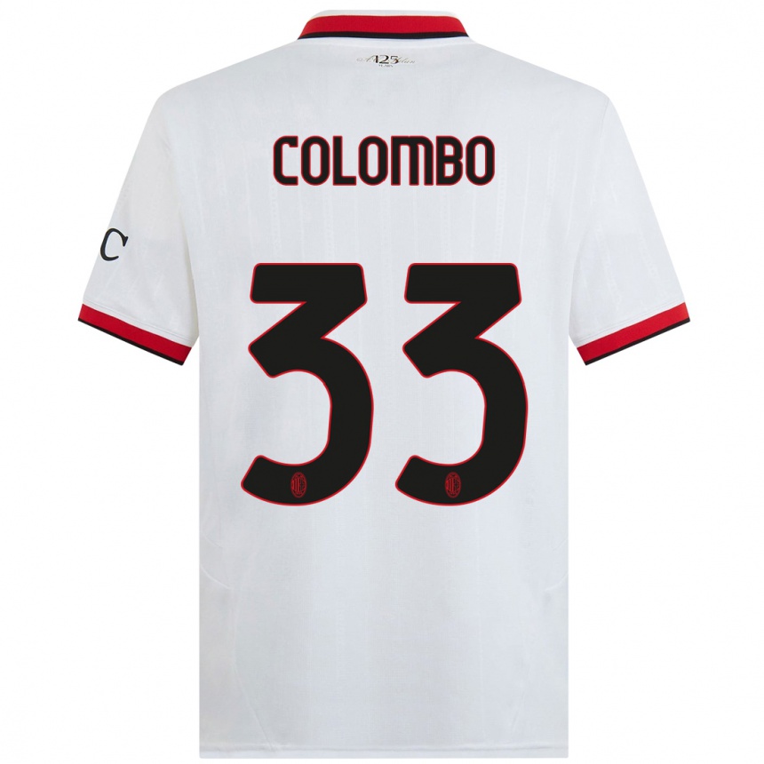 Hombre Fútbol Camiseta Federico Colombo #33 Blanco Negro Rojo 2ª Equipación 2024/25