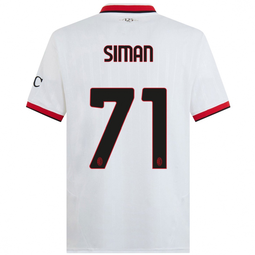 Hombre Fútbol Camiseta Alexandru Șiman #71 Blanco Negro Rojo 2ª Equipación 2024/25