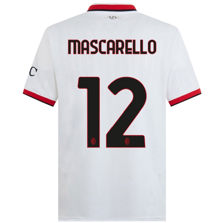 Hombre Fútbol Camiseta Marta Mascarello #12 Blanco Negro Rojo 2ª Equipación 2024/25