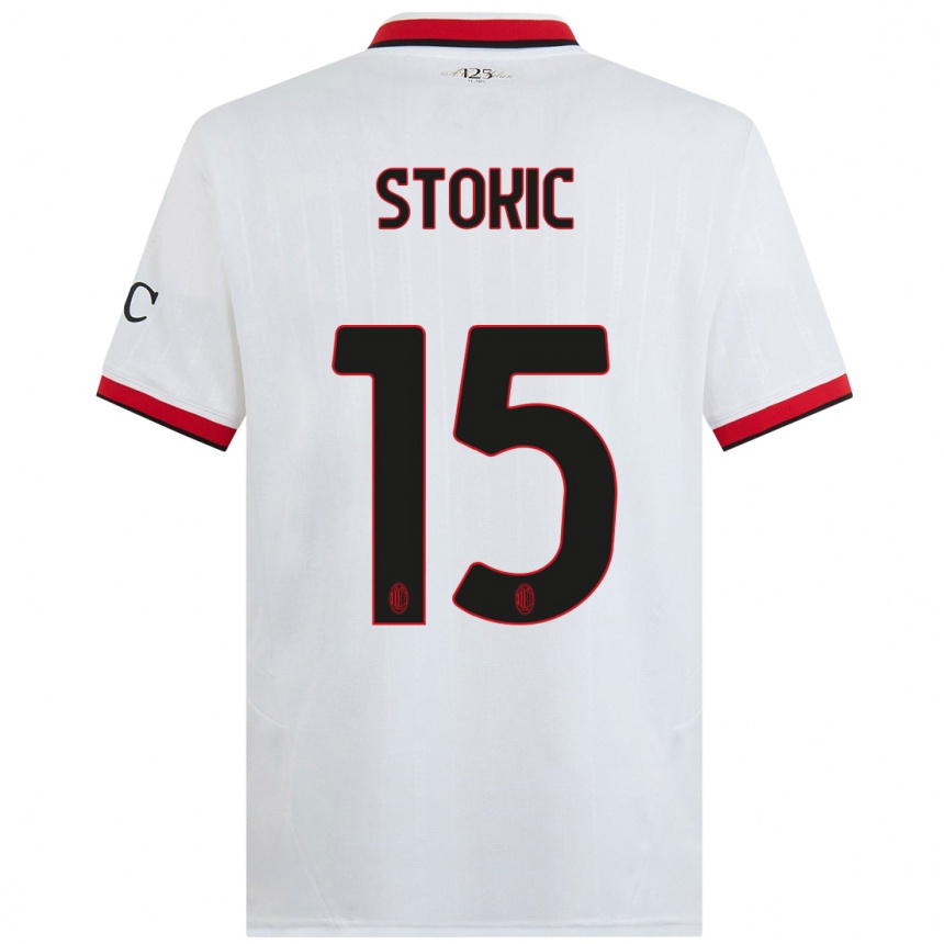 Hombre Fútbol Camiseta Sara Stokić #15 Blanco Negro Rojo 2ª Equipación 2024/25