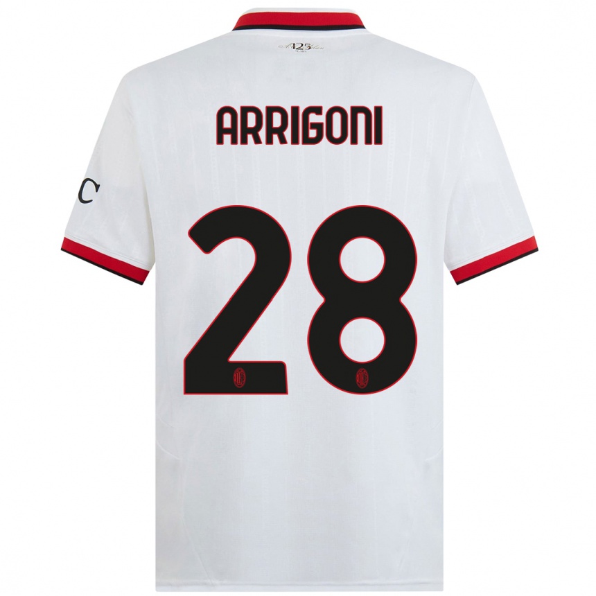 Hombre Fútbol Camiseta Giorgia Arrigoni #28 Blanco Negro Rojo 2ª Equipación 2024/25