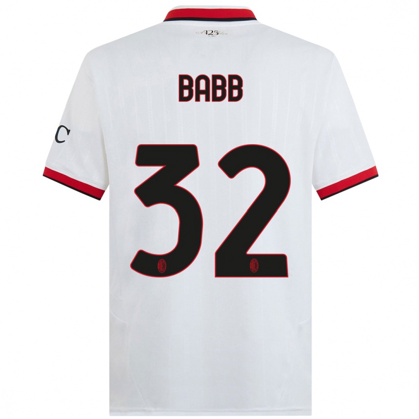 Hombre Fútbol Camiseta Selena Delia Babb #32 Blanco Negro Rojo 2ª Equipación 2024/25