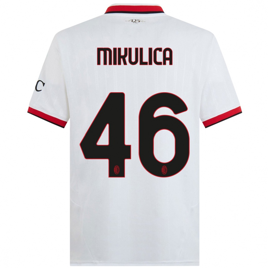 Hombre Fútbol Camiseta Petra Mikulica #46 Blanco Negro Rojo 2ª Equipación 2024/25