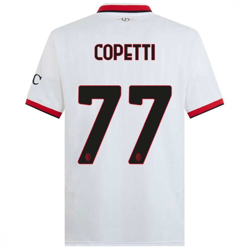 Hombre Fútbol Camiseta Matilde Copetti #77 Blanco Negro Rojo 2ª Equipación 2024/25