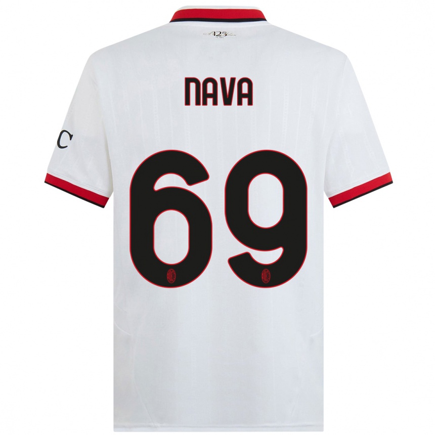 Hombre Fútbol Camiseta Lapo Nava #69 Blanco Negro Rojo 2ª Equipación 2024/25