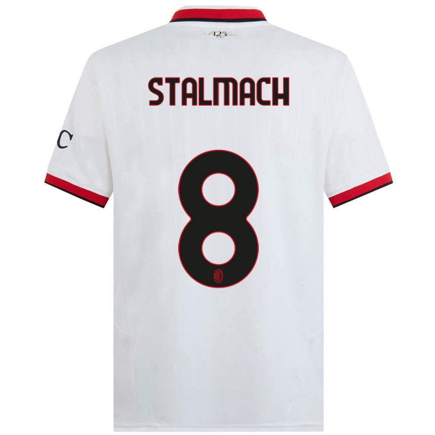 Hombre Fútbol Camiseta Dariusz Stalmach #8 Blanco Negro Rojo 2ª Equipación 2024/25