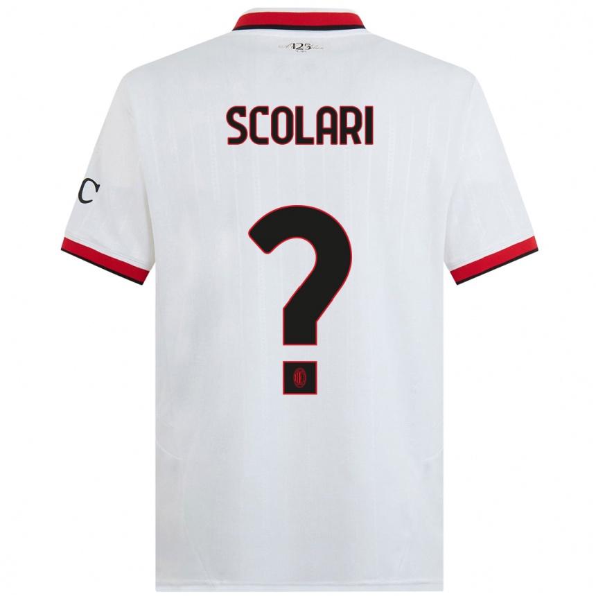 Hombre Fútbol Camiseta Davide Scolari #0 Blanco Negro Rojo 2ª Equipación 2024/25