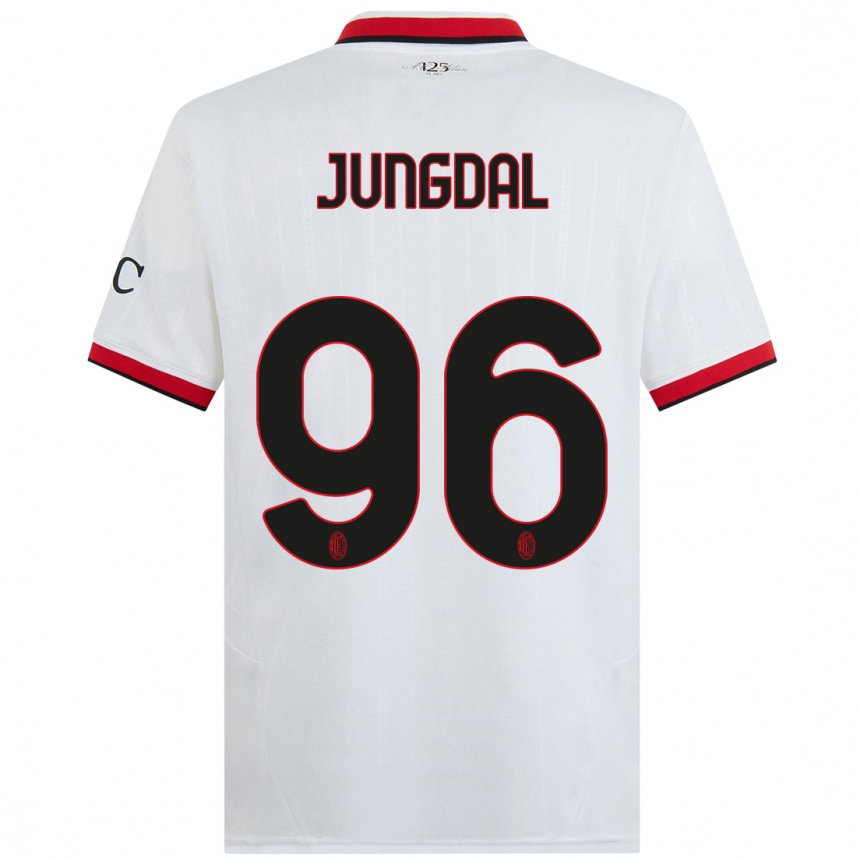 Hombre Fútbol Camiseta Andreas Jungdal #96 Blanco Negro Rojo 2ª Equipación 2024/25