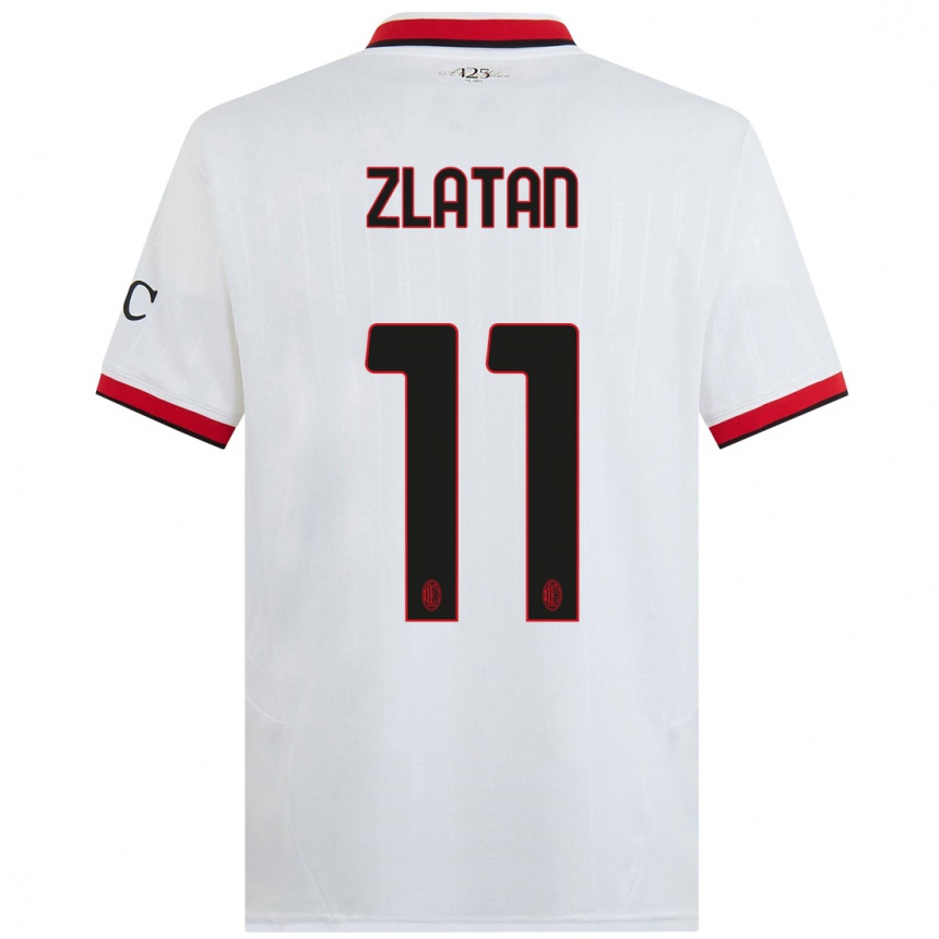 Hombre Fútbol Camiseta Zlatan Ibrahimovic #11 Blanco Negro Rojo 2ª Equipación 2024/25