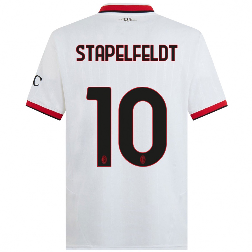 Hombre Fútbol Camiseta Nina Stapelfeldt #10 Blanco Negro Rojo 2ª Equipación 2024/25