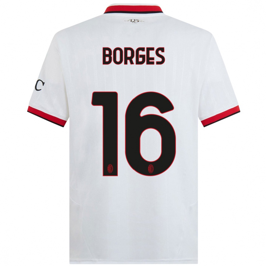 Hombre Fútbol Camiseta Lenny Borges #16 Blanco Negro Rojo 2ª Equipación 2024/25