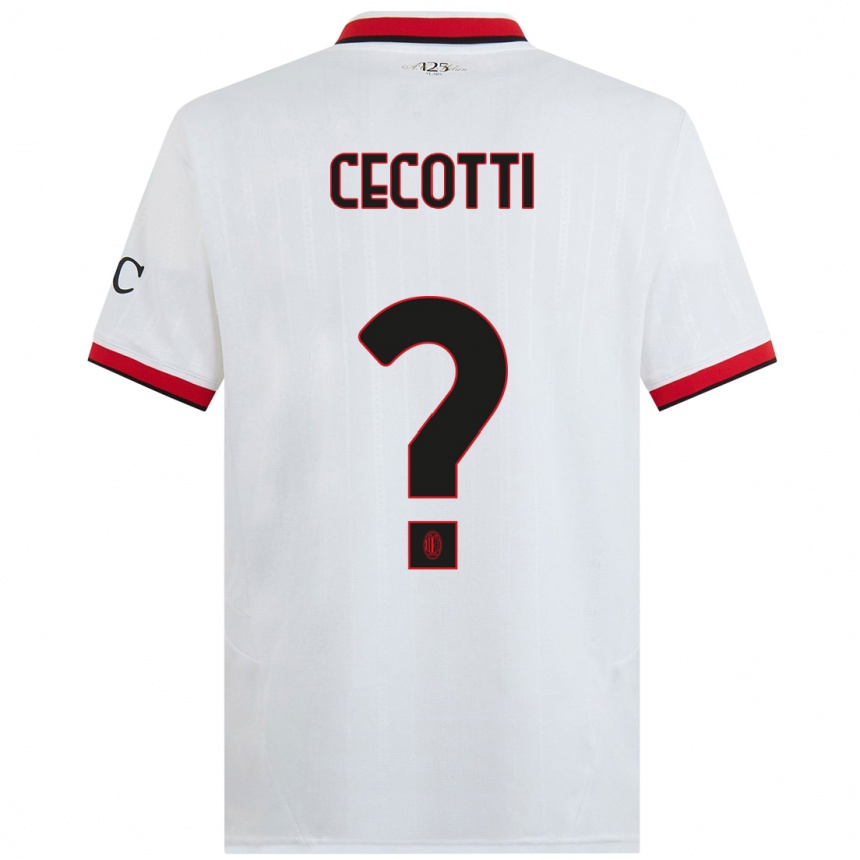 Hombre Fútbol Camiseta Tommaso Cecotti #0 Blanco Negro Rojo 2ª Equipación 2024/25