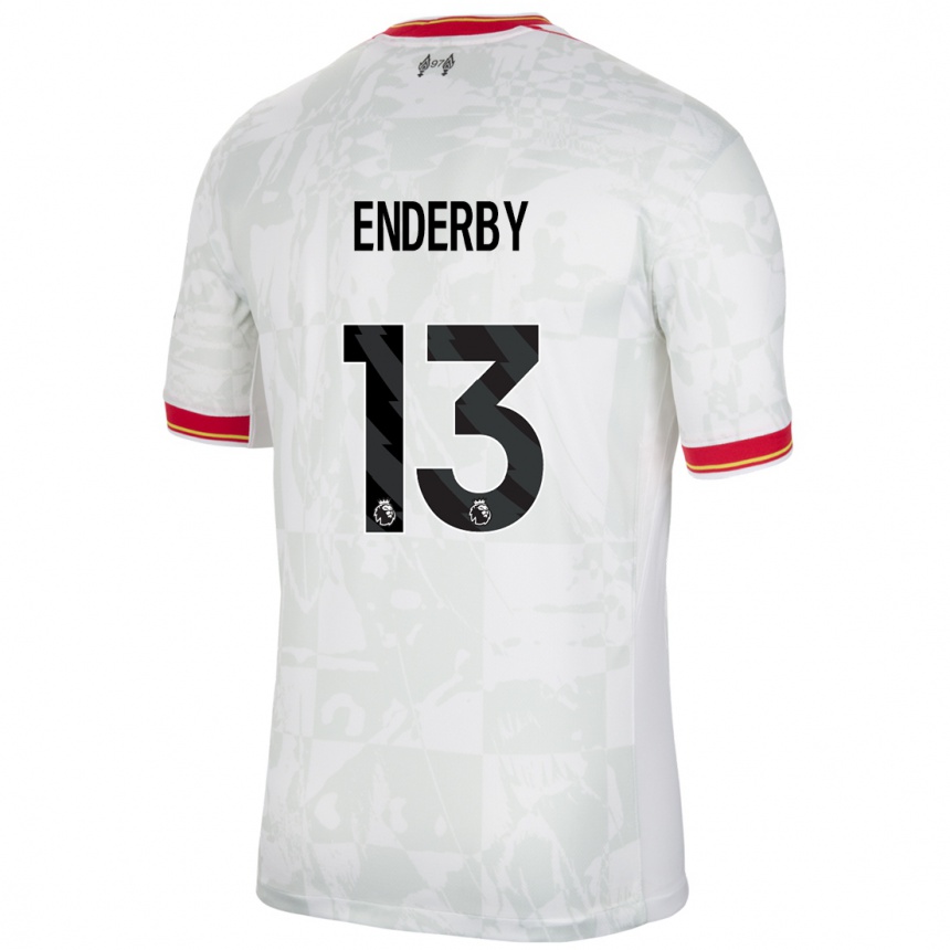 Hombre Fútbol Camiseta Mia Enderby #13 Blanco Rojo Negro Equipación Tercera 2024/25