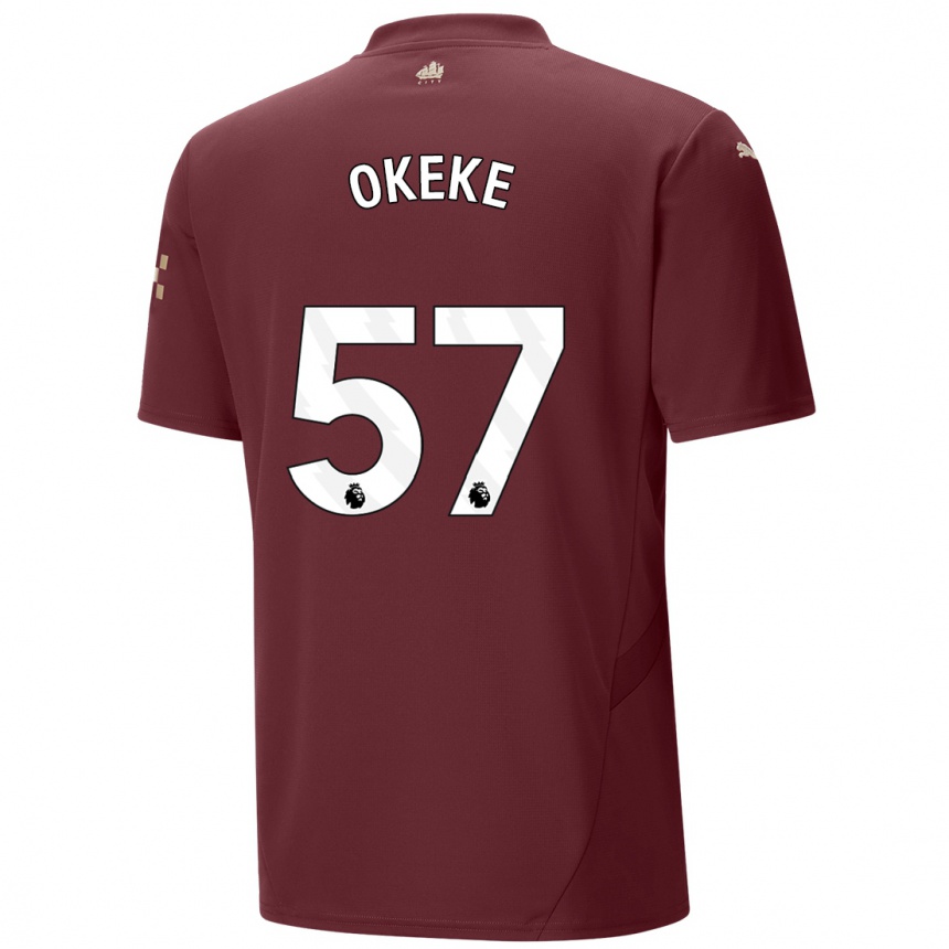 Hombre Fútbol Camiseta Michael Okeke #57 Granate Equipación Tercera 2024/25