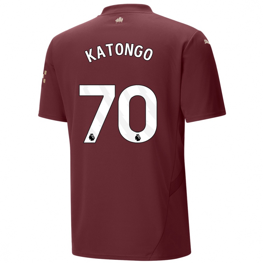 Hombre Fútbol Camiseta Jadel Katongo #70 Granate Equipación Tercera 2024/25