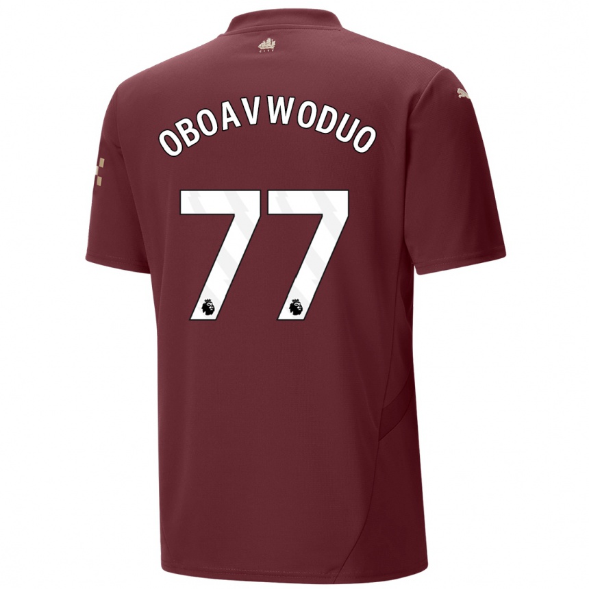 Hombre Fútbol Camiseta Justin Oboavwoduo #77 Granate Equipación Tercera 2024/25