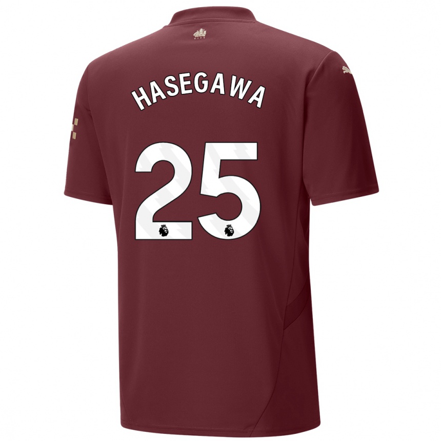 Hombre Fútbol Camiseta Yui Hasegawa #25 Granate Equipación Tercera 2024/25