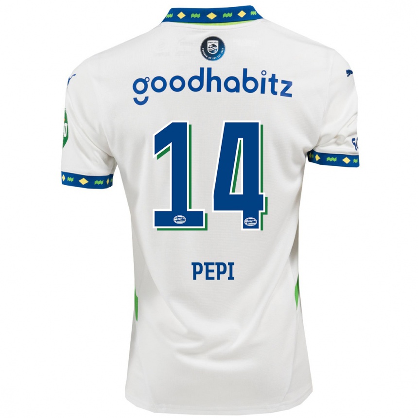 Hombre Fútbol Camiseta Ricardo Pepi #14 Blanco Azul Oscuro Equipación Tercera 2024/25