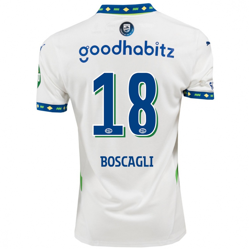 Hombre Fútbol Camiseta Olivier Boscagli #18 Blanco Azul Oscuro Equipación Tercera 2024/25