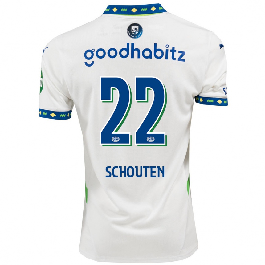 Hombre Fútbol Camiseta Jerdy Schouten #22 Blanco Azul Oscuro Equipación Tercera 2024/25