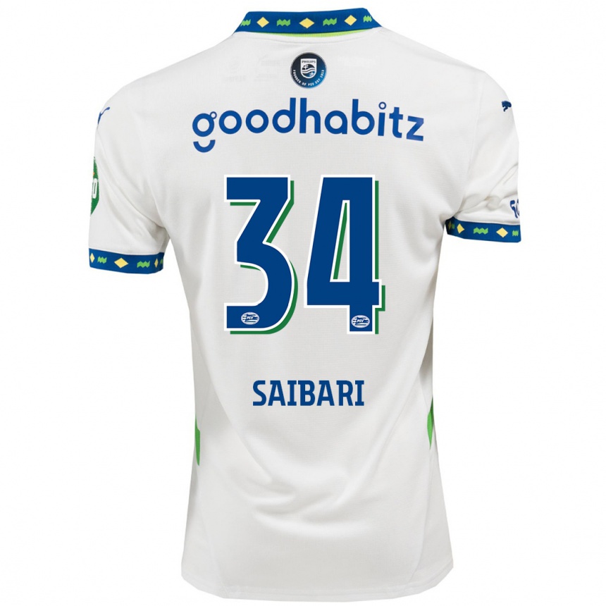 Hombre Fútbol Camiseta Ismael Saibari #34 Blanco Azul Oscuro Equipación Tercera 2024/25